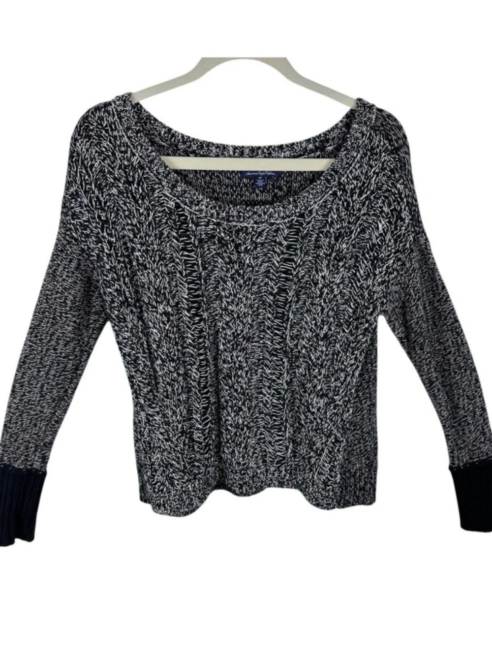 American‎ Eagle Black White Long Sleeve Cotton Wool Sweater Dark Feminine Edgy S